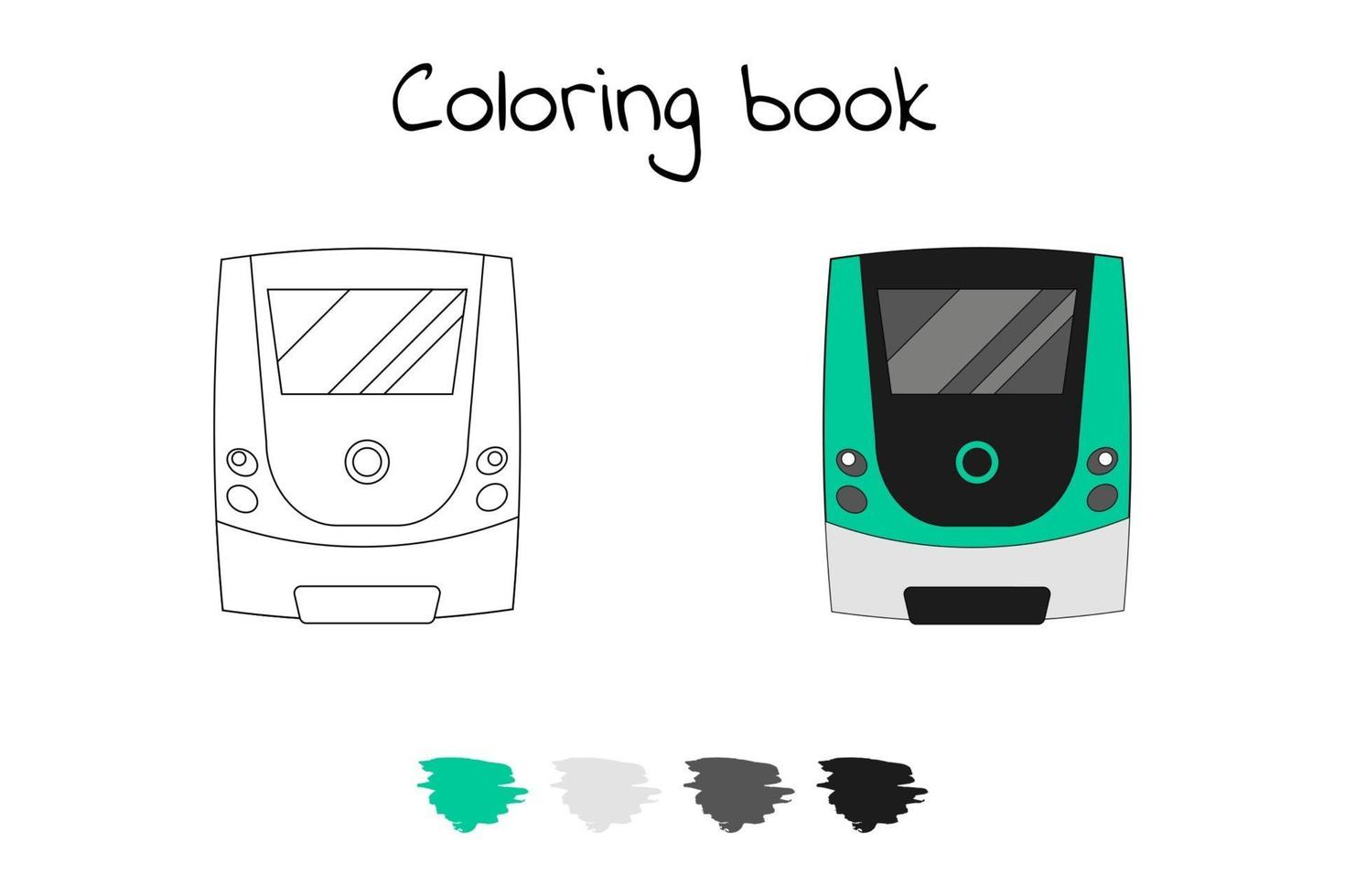 Coloring book for children. Vector illustration. subway train, m