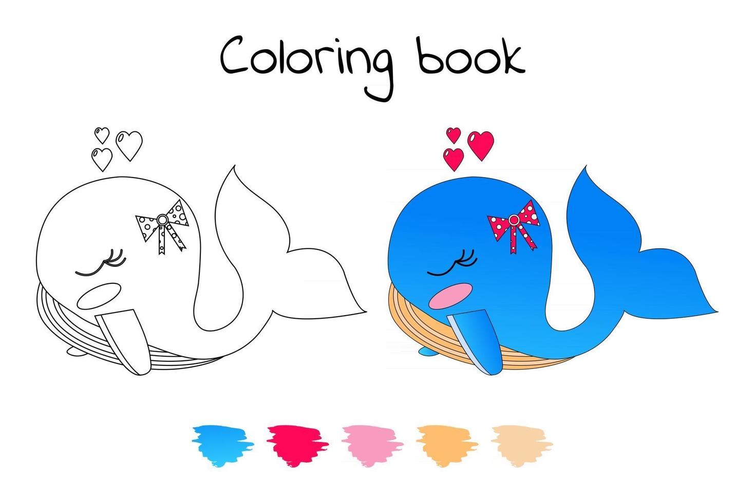 libro para colorear para niños. vector. ballena. vector