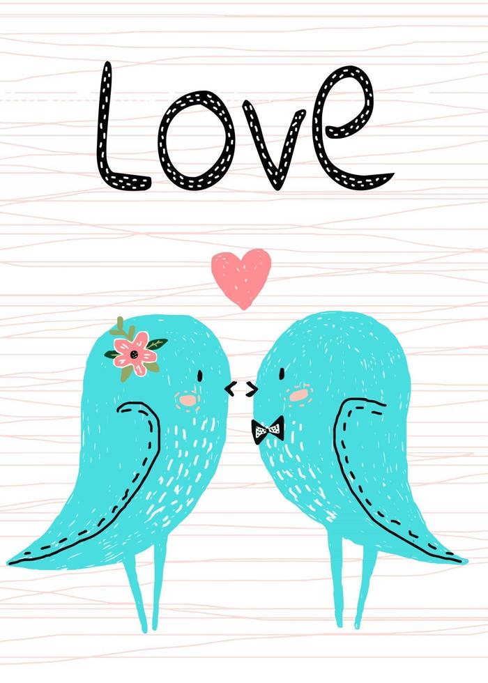 Vector illustration. Postcard for Valentine's day. cute lovers b