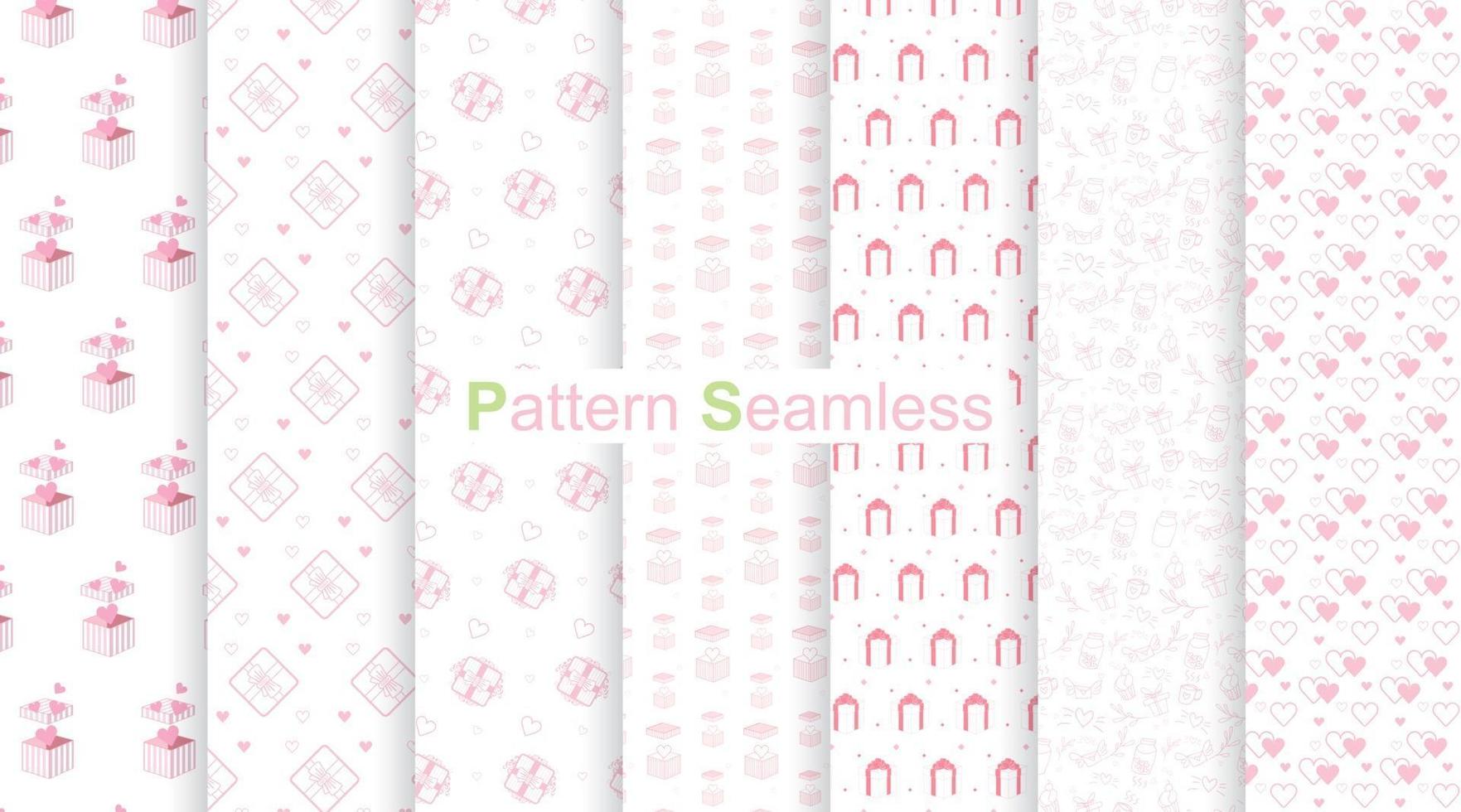 Set of love graphic design pattern. Seamless background. vector