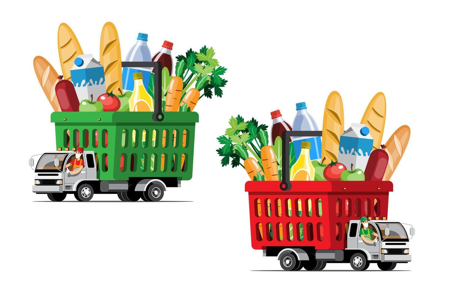 Big isolated vehicle vector colorful icons, flat illustrations of delivery by van through GPS tracking location. delivery vehicle, goods and  food delivery, instant delivery, online delivery.