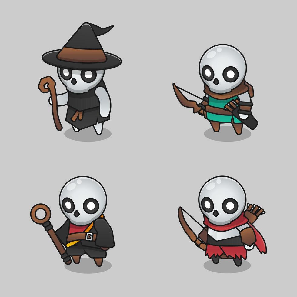 Icons set for isometric game elements, colorful isolated vector illustration of Monster range skeleton for abstract flat game concept