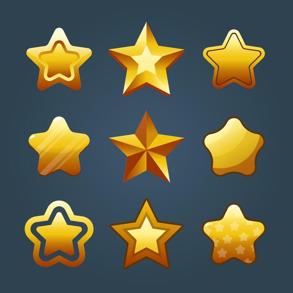 Icons set for isometric game elements, colorful isolated vector illustration of Game Stars for abstract flat game concept
