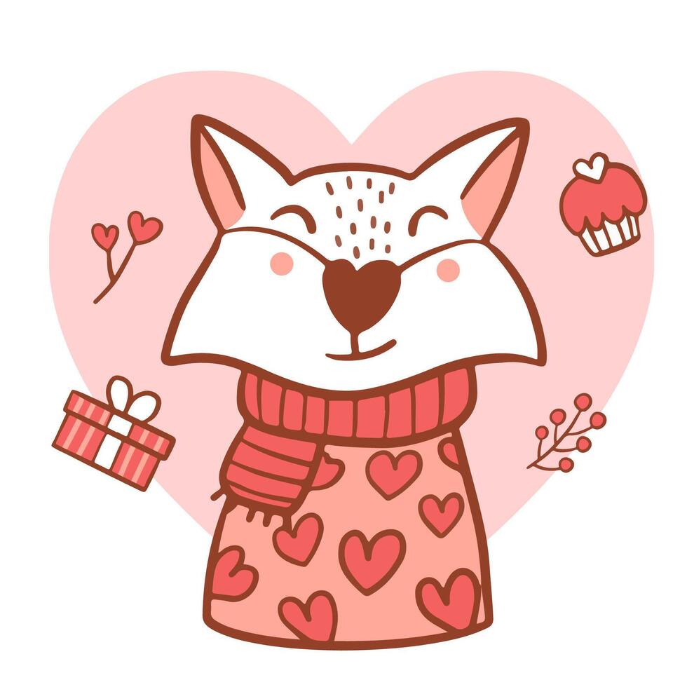 Big isolated hand drawn cartoon vector character design animal in love, doodle style Valentine concept animal flat vector illustration