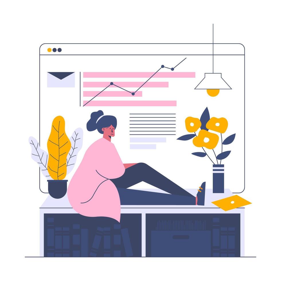 Watching business growth web template, cartoon style Screen web template for mobile phone, landing page, template, UI, web, mobile app, poster, banner, flat Vector illustration