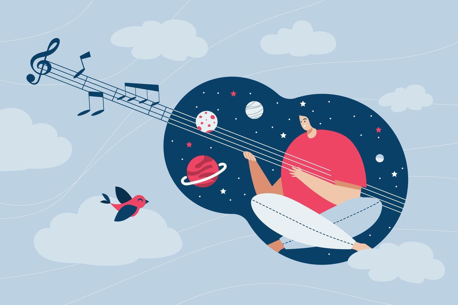 músico haciendo plantilla web de música, plantilla web de pantalla de estilo de dibujos animados para teléfono móvil, página de destino, plantilla, interfaz de usuario, web, aplicación móvil, cartel, banner, ilustración vectorial plana vector