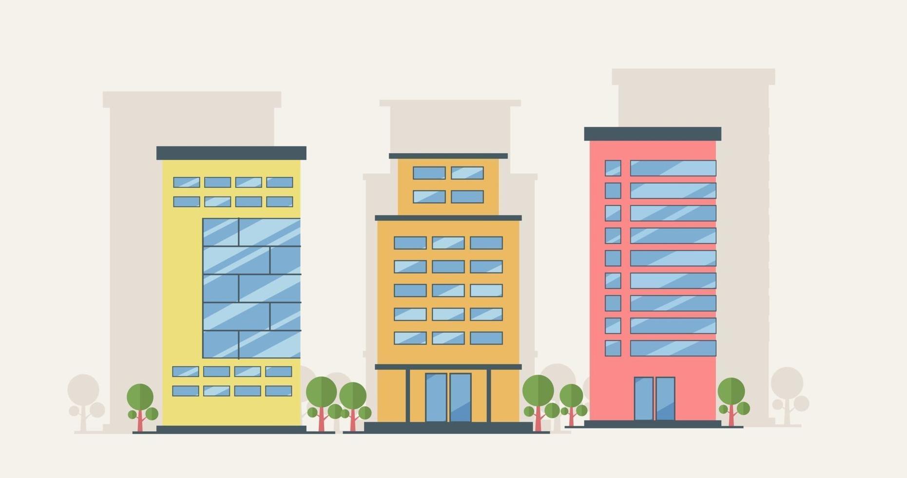 Traditional and modern building Flat design vector concept illustration
