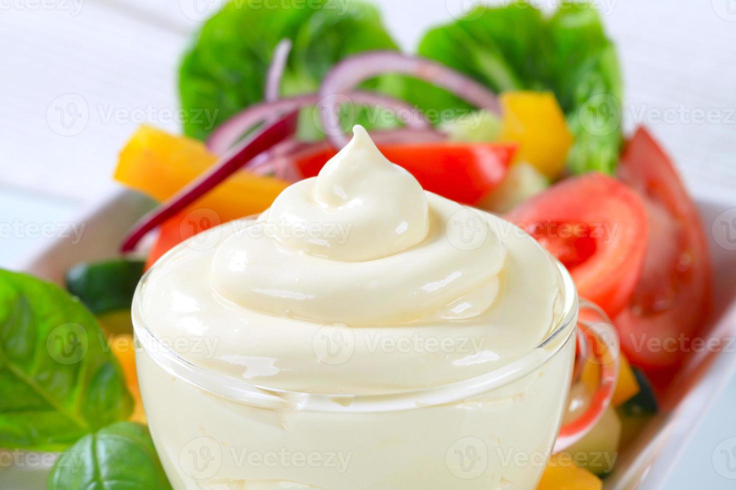 Vegetable salad with salad dressing photo