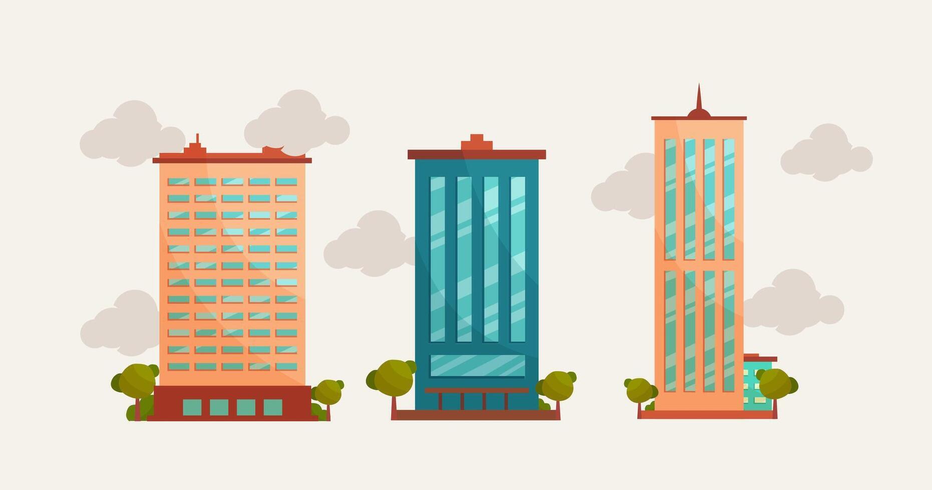 Traditional and modern building Flat design vector concept illustration