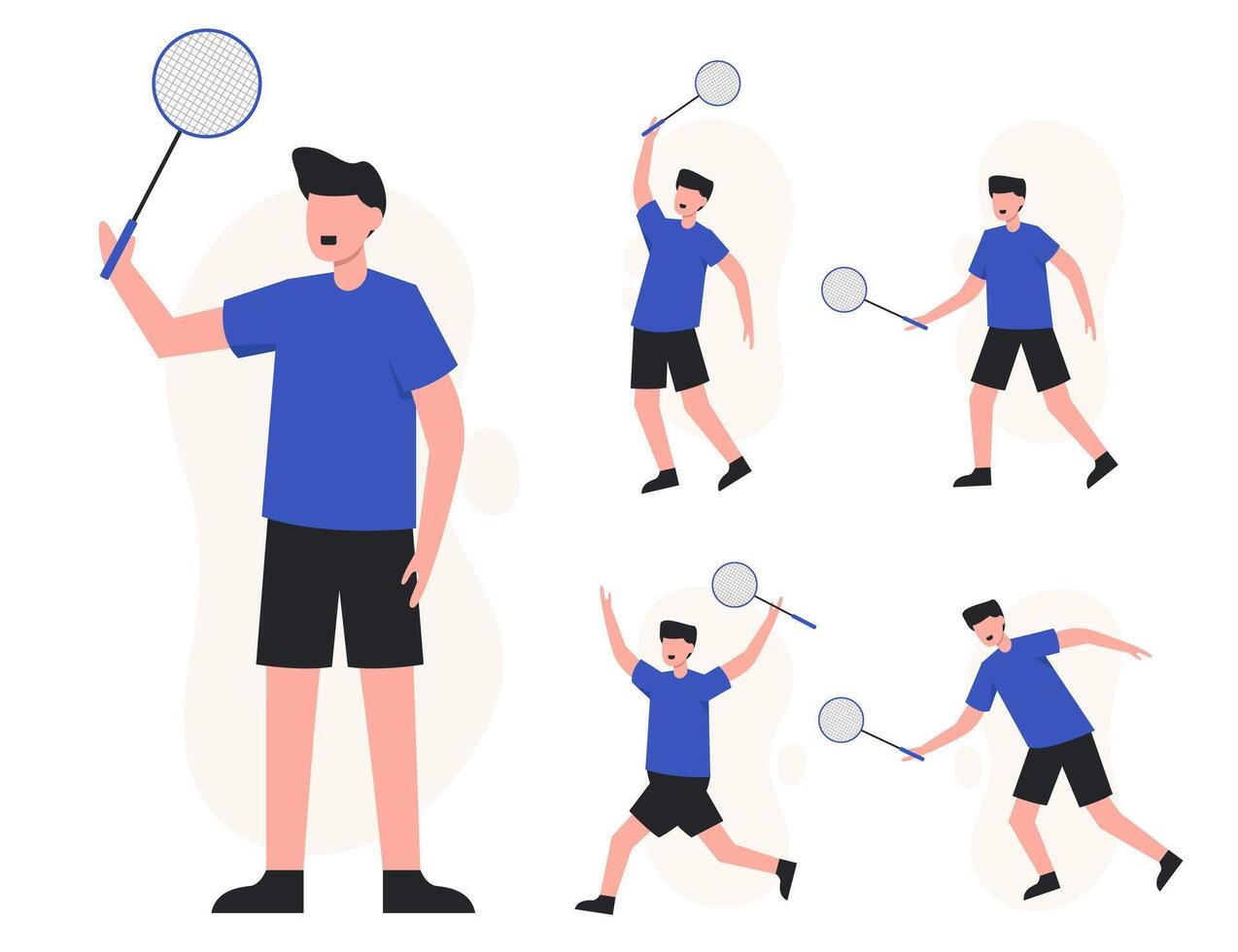 Set of healthy people workout in cartoon characters vector