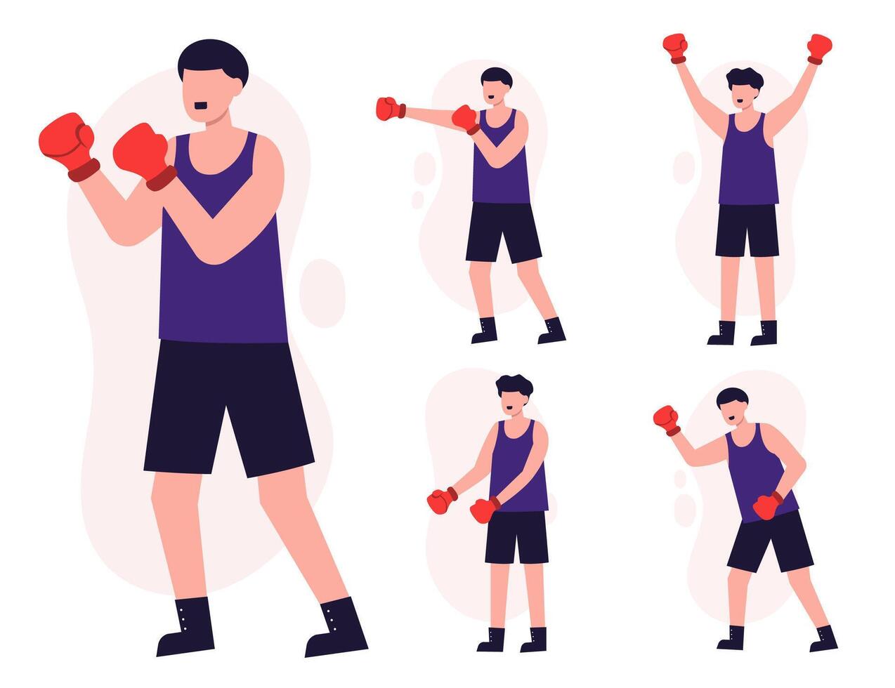 Set of healthy people workout in cartoon characters vector