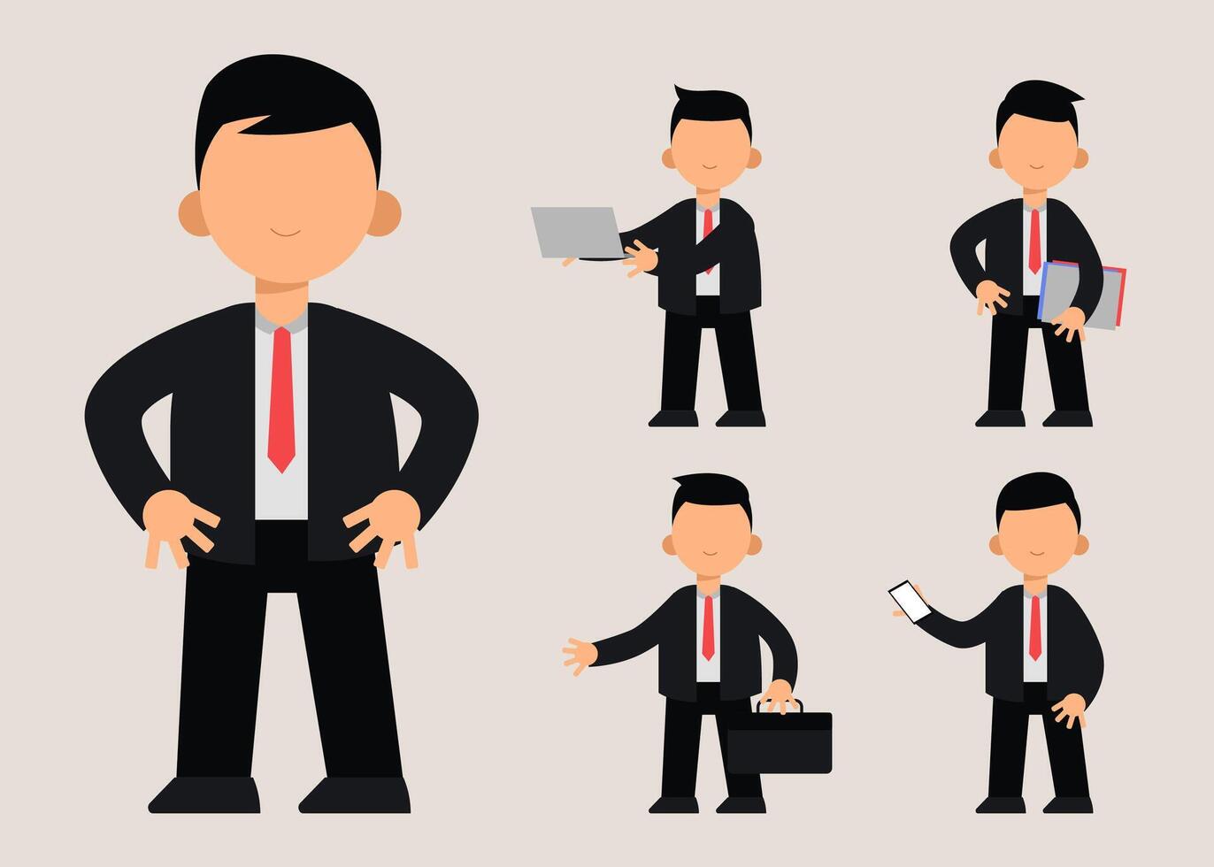 set of business person in cartoon character  with different actions  vector illustratio