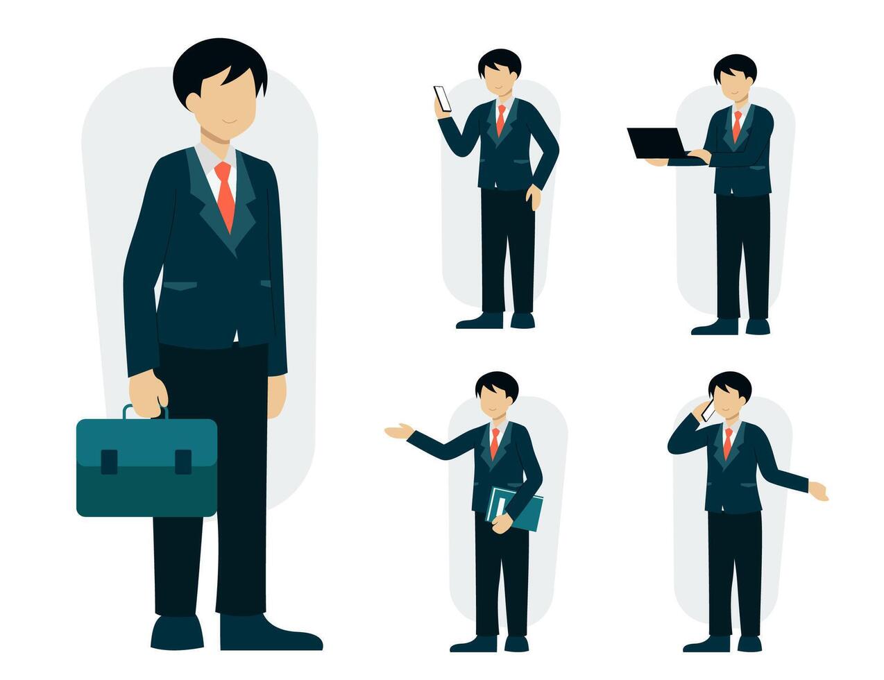 Set of working man in cartoon charactor vector illustration