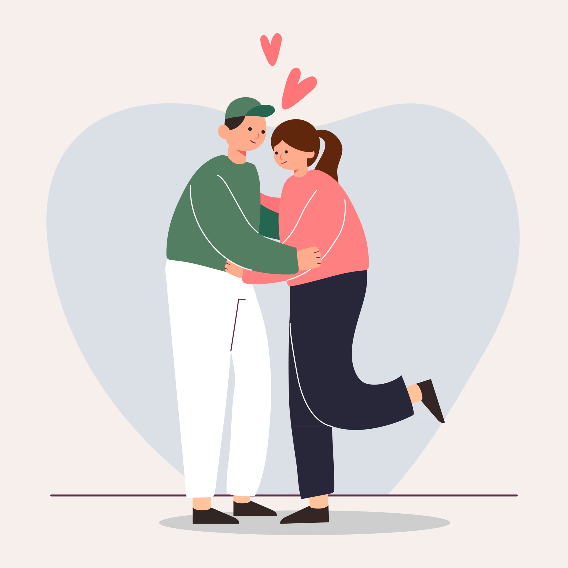Big Isolated cartoon Vector of young girl and boy in love, couple sharing  and caring love, light color backgrounded, illustration 2917923 Vector Art  at Vecteezy