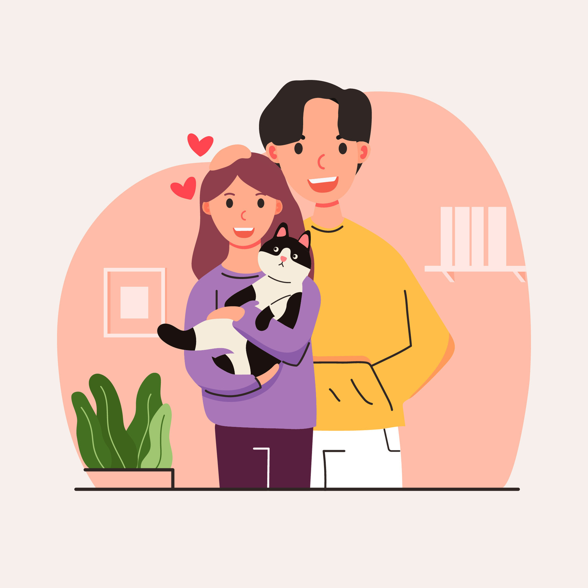 Big Isolated Cartoon Vector Of Young Girl And Boy In Love Couple Sharing And Caring Love Light Color Backgrounded Illustration Vector Art At Vecteezy