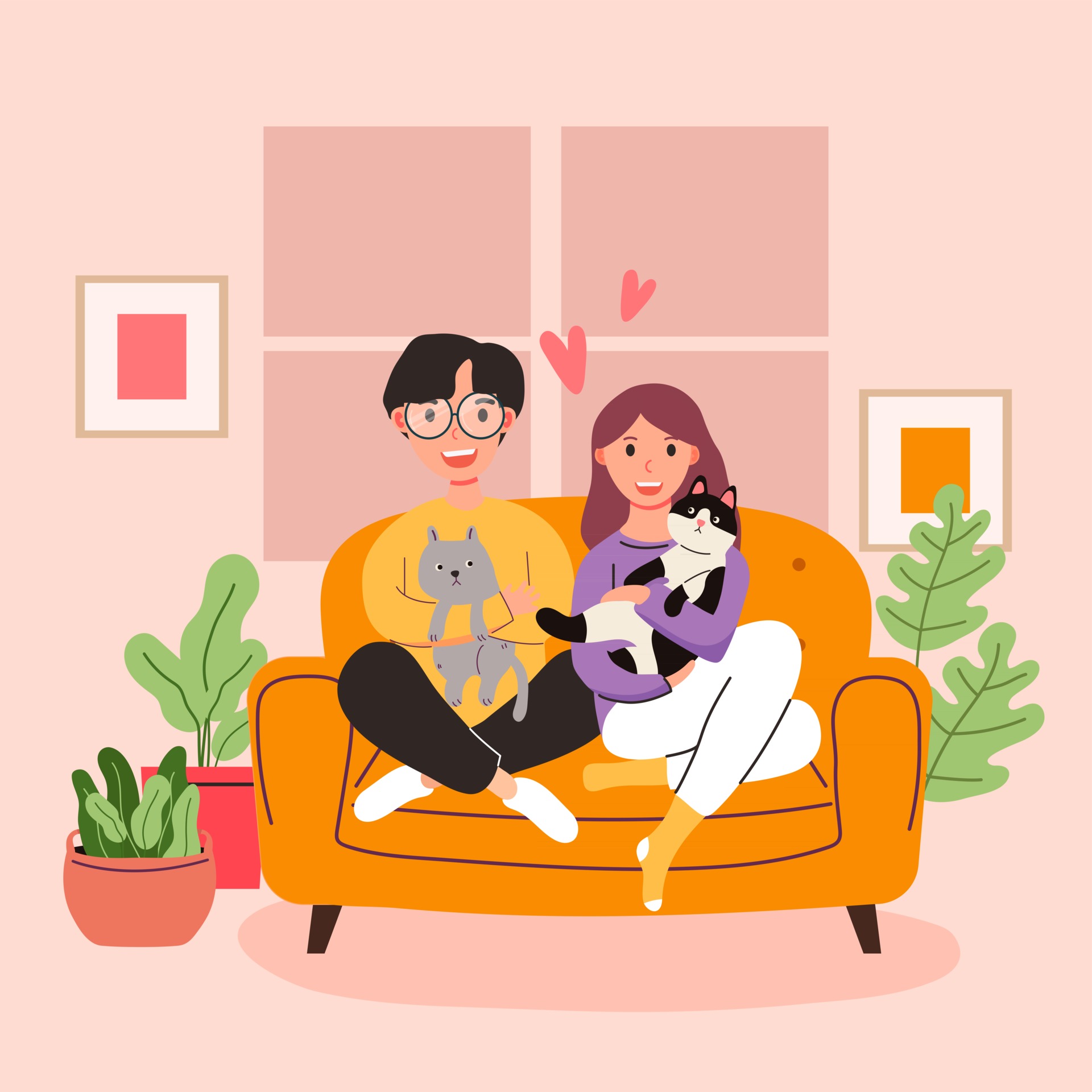 Big Isolated Cartoon Vector Of Young Girl And Boy In Love Couple Sharing And Caring Love Light Color Backgrounded Illustration Vector Art At Vecteezy