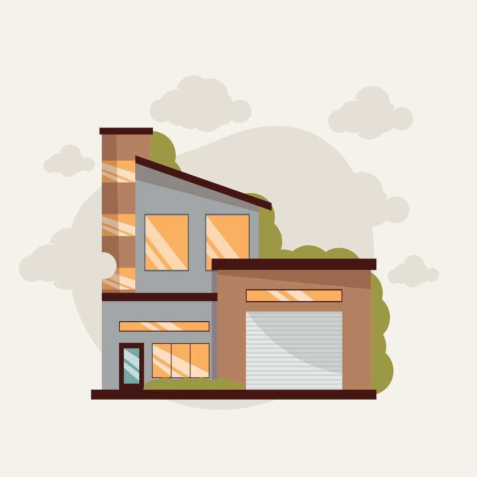 Front of modern house flat design vector illustration