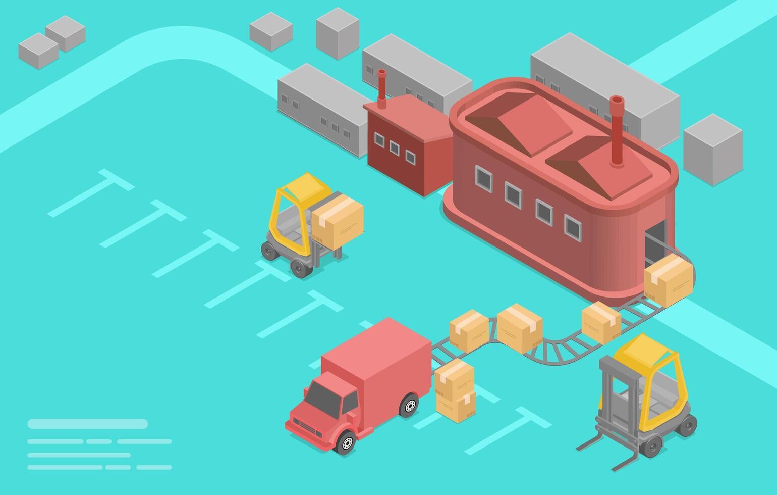 Isometric logistics flat vector concept.