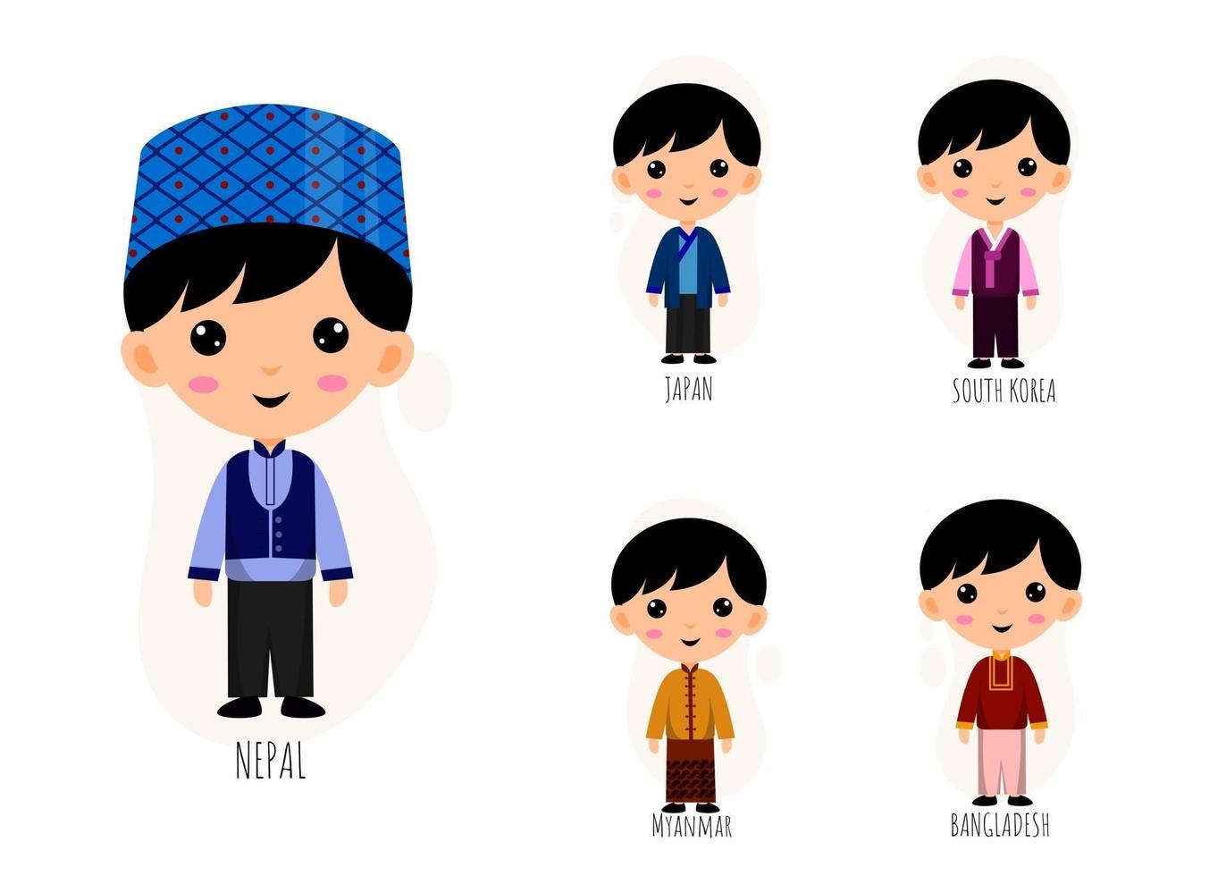 Ejecutante Típicamente bruja conjunto de personas en personajes de dibujos animados de ropa tradicional  asiática 2918110 Vector en Vecteezy