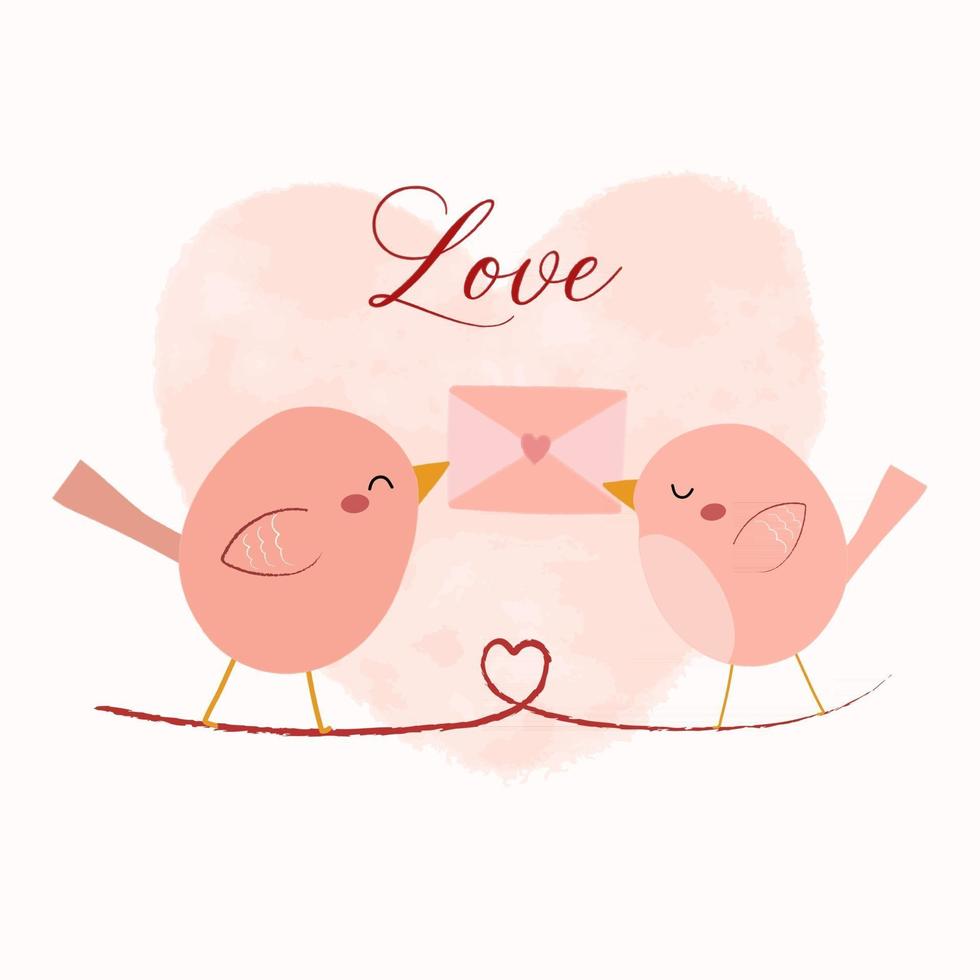Cute birds in love sitting on tree branches. birds illustration. Valentine's day illustration vector