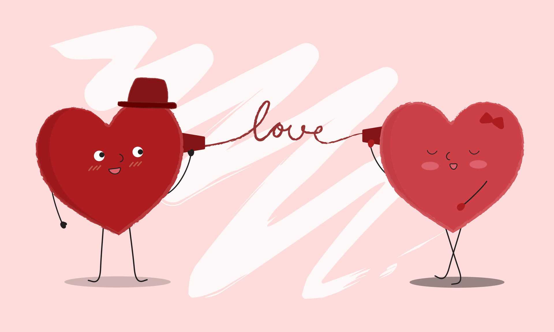 Download Ilustración vectorial de dos corazones felices mirándose y ...
