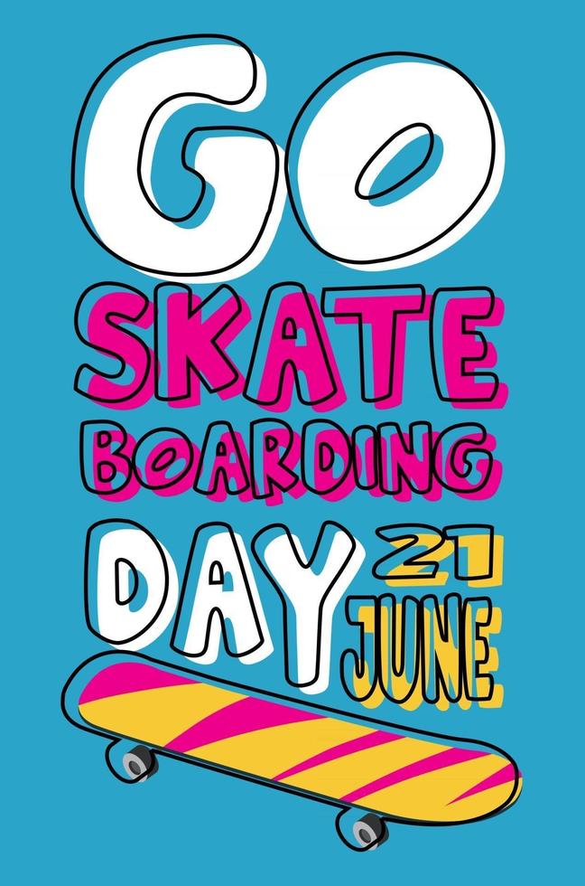 día de skateboarding el 21 de junio banner en estilo colorido vector