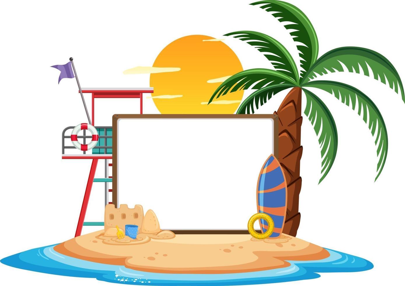 Plantilla de banner vacío con elemento de playa de verano aislado vector