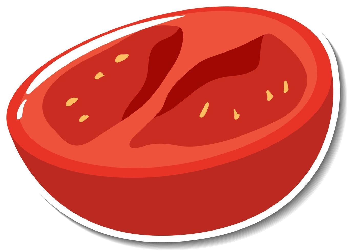 Pegatina de tomate picado sobre fondo blanco. vector