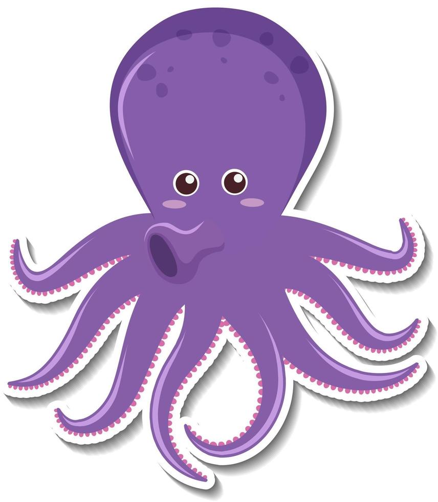 Cute octopus cartoon character sticker vector