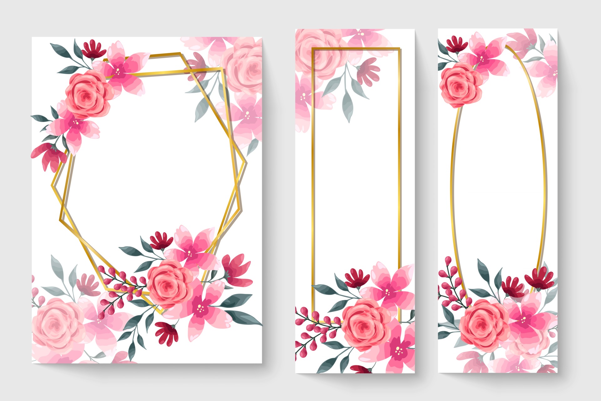 botanic card with pink flowers, leaves. Spring ornament concept. Floral  poster, invite. Vector layout decorative greeting card or invitation design  background. Hand drawn illustration 2918191 Vector Art at Vecteezy