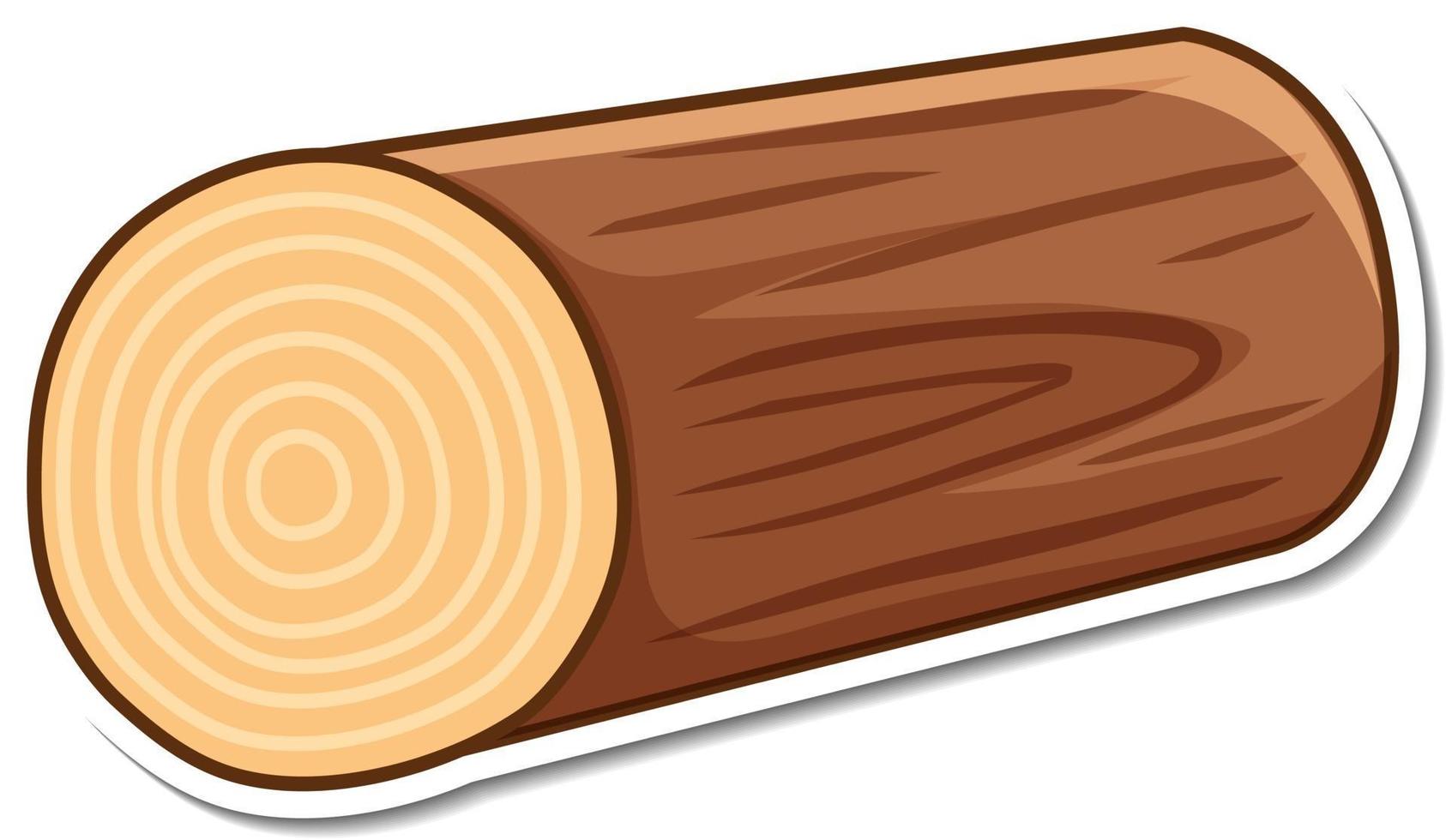 Sticker wooden log on white background vector