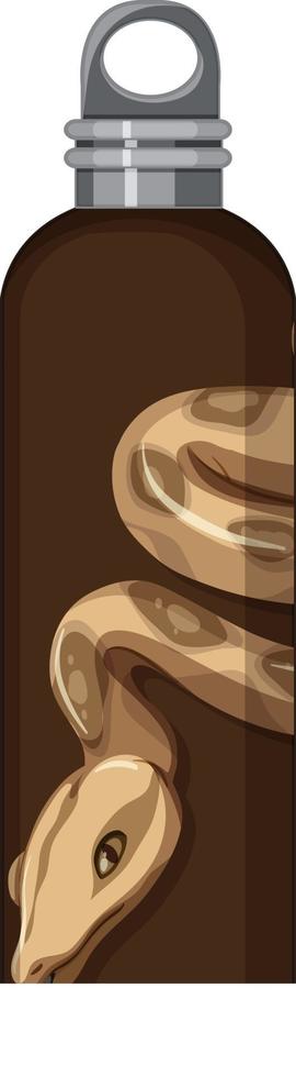 A brown thermos bottle with snake pattern vector