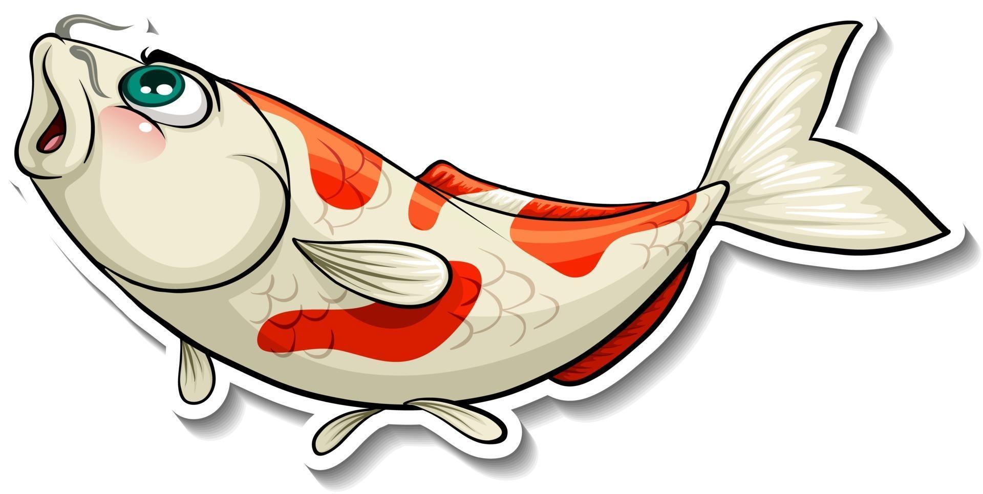 Koi carp fish cartoon sticker vector