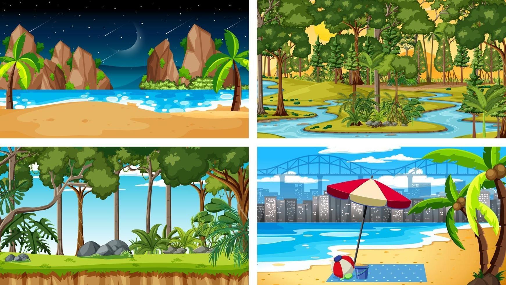 Four different nature horizontal scenes vector