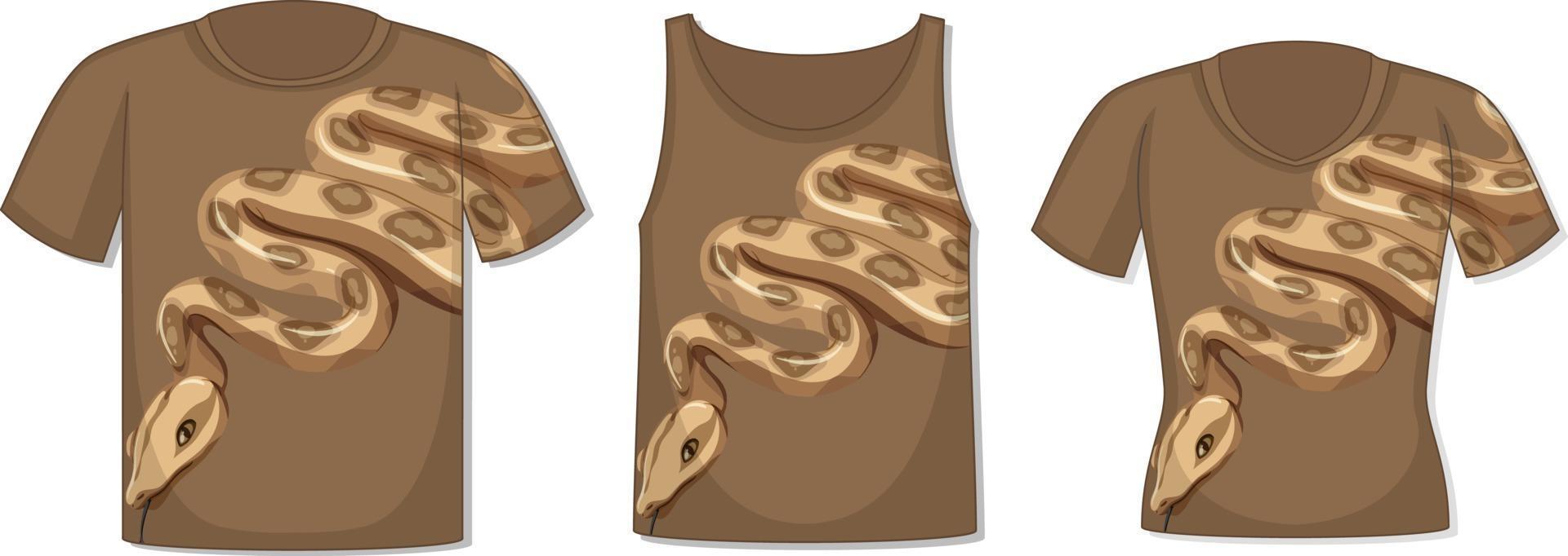 parte delantera de la camiseta con plantilla de serpiente vector