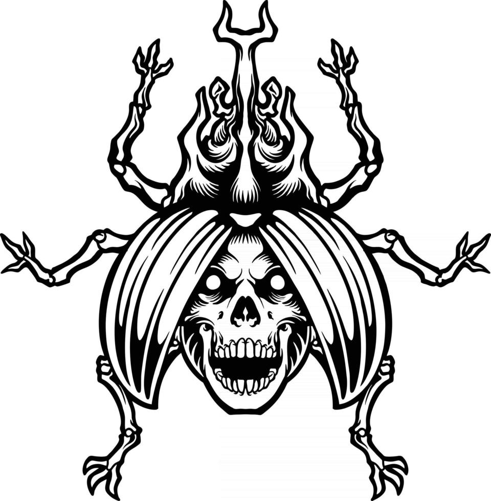 Death beetle skull illustration Silhouette vector