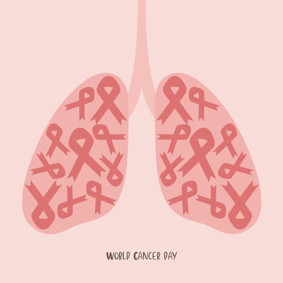 World Lung cancer day. Beautiful vector illustration with lungs icon. Editable image in red and emerald colors useful for poster, leaflet or bannerdesign.