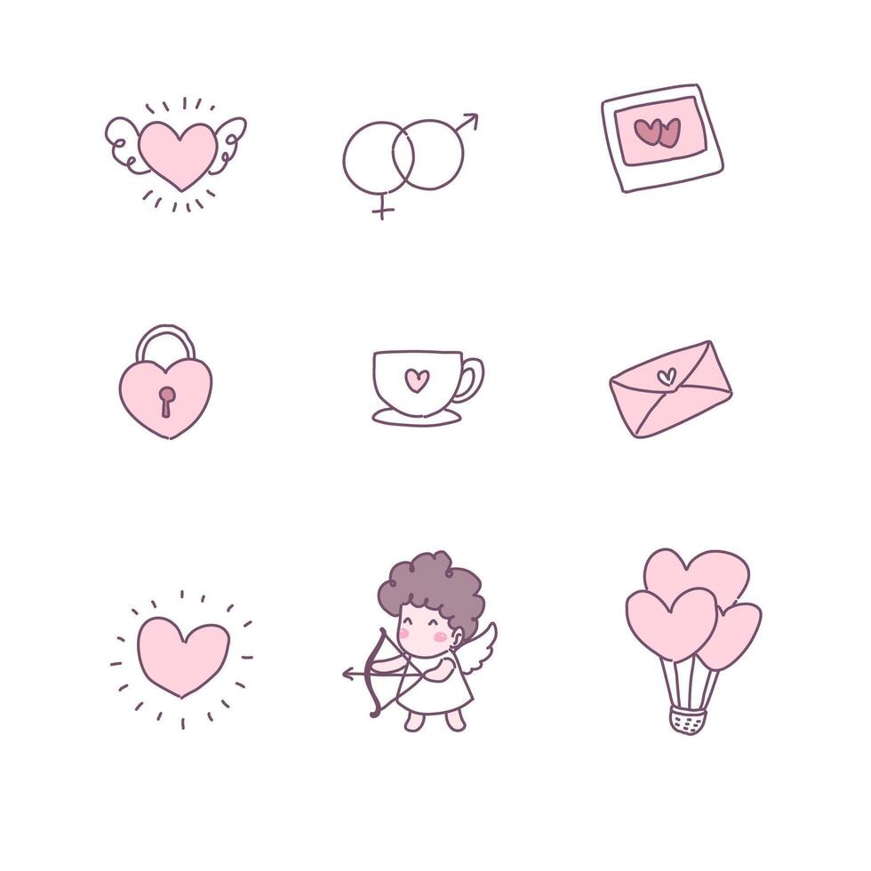 Flat Design with happy valentine's day with icons vector