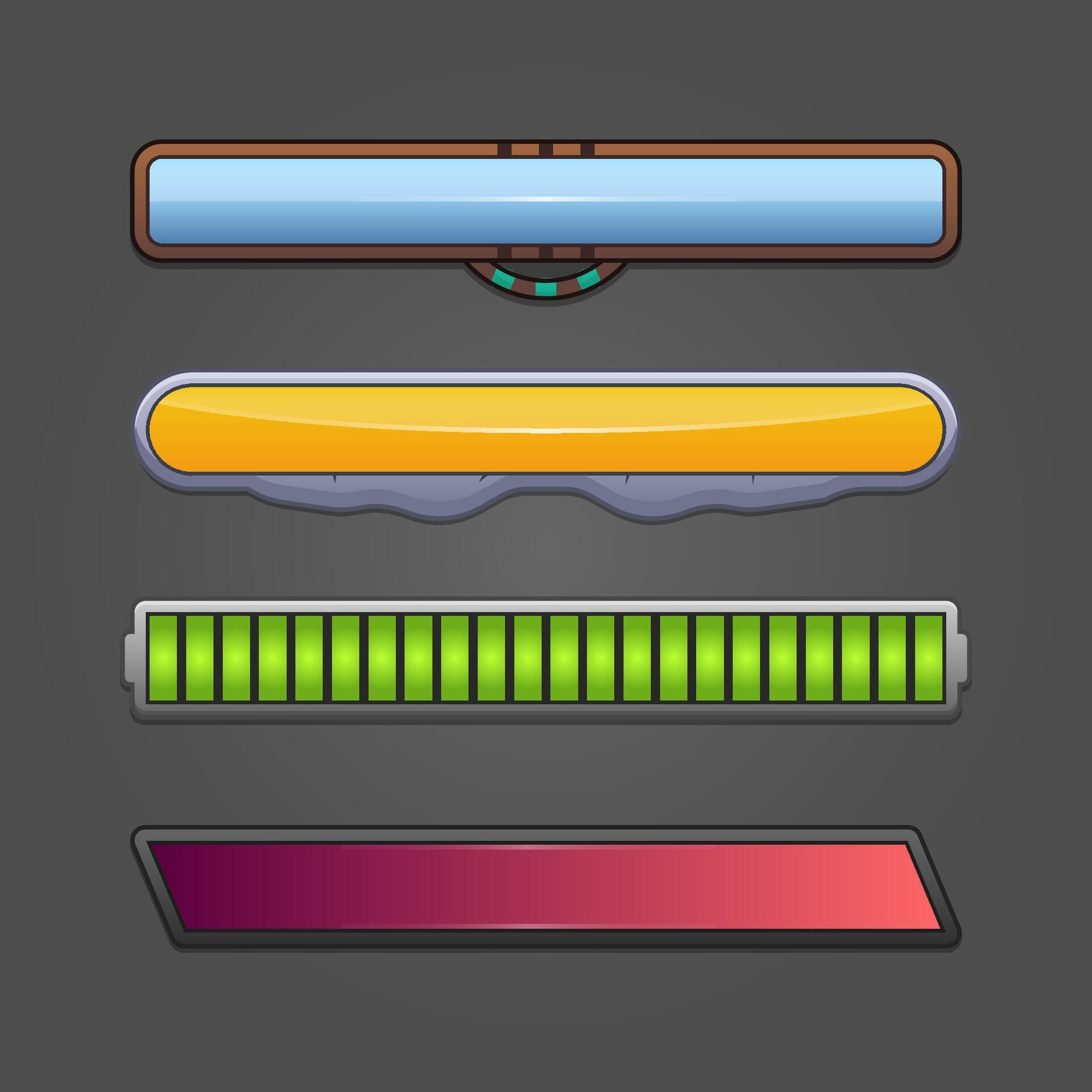 Game Ui Kit With Status Bars battery bar Illustration of a kit of