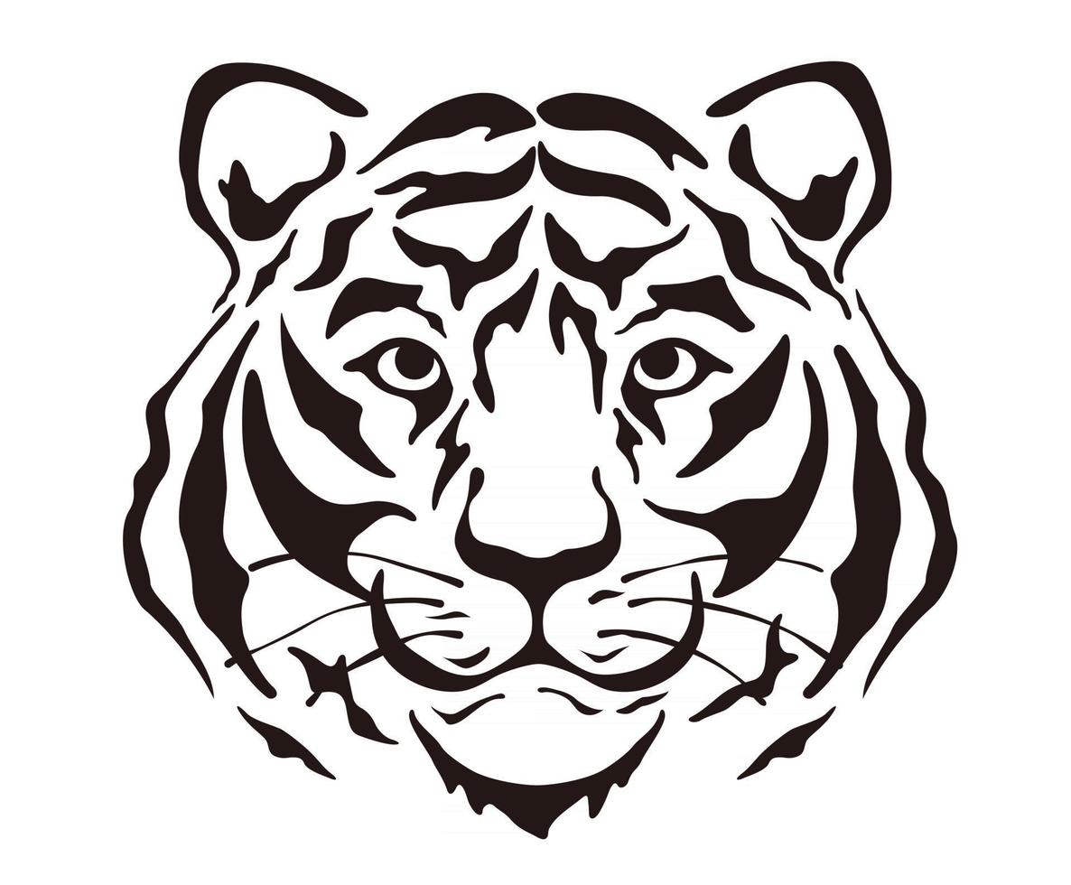 black and white tiger clipart