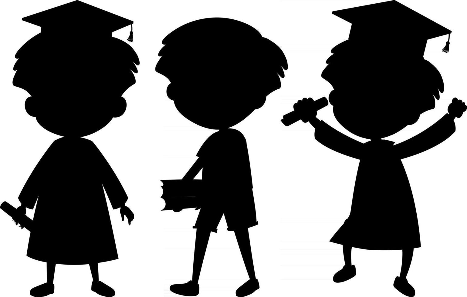 Cartoon character of kids silhouette on white background vector