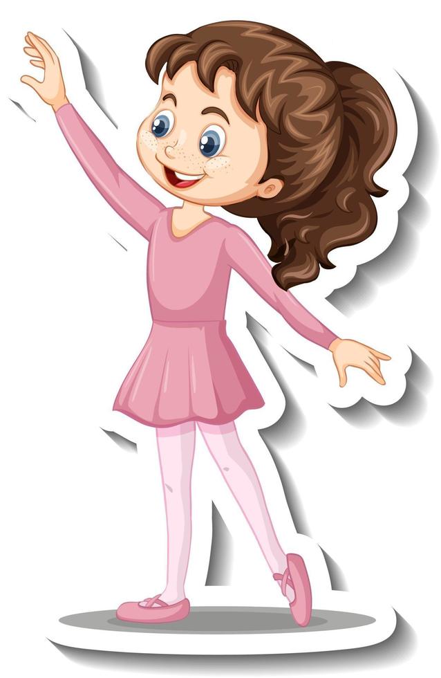 pegatina de personaje de dibujos animados con una niña bailando ballet vector