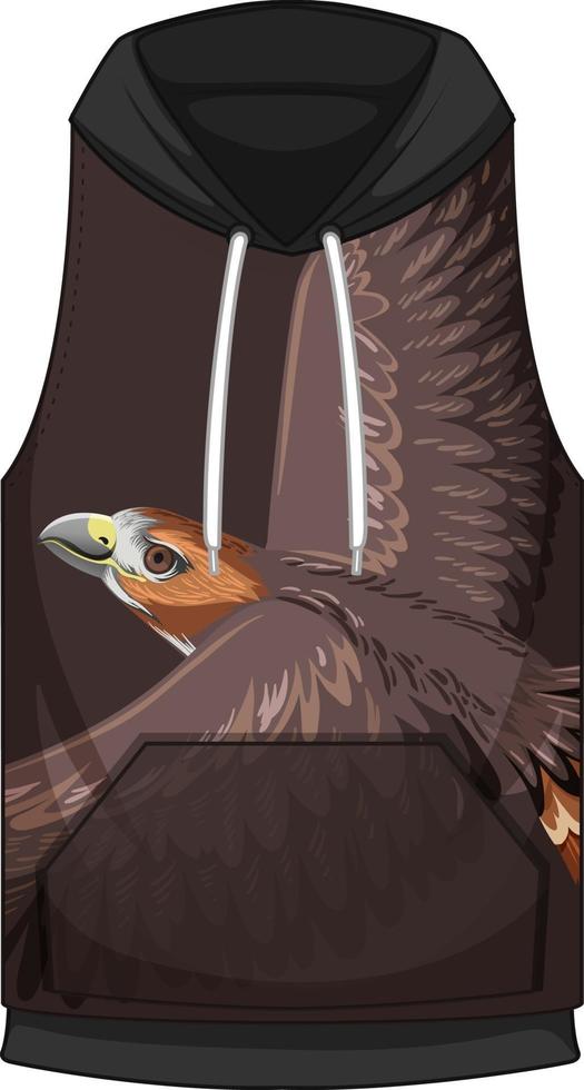 Front of hoodie sleeveless with hawk pattern vector