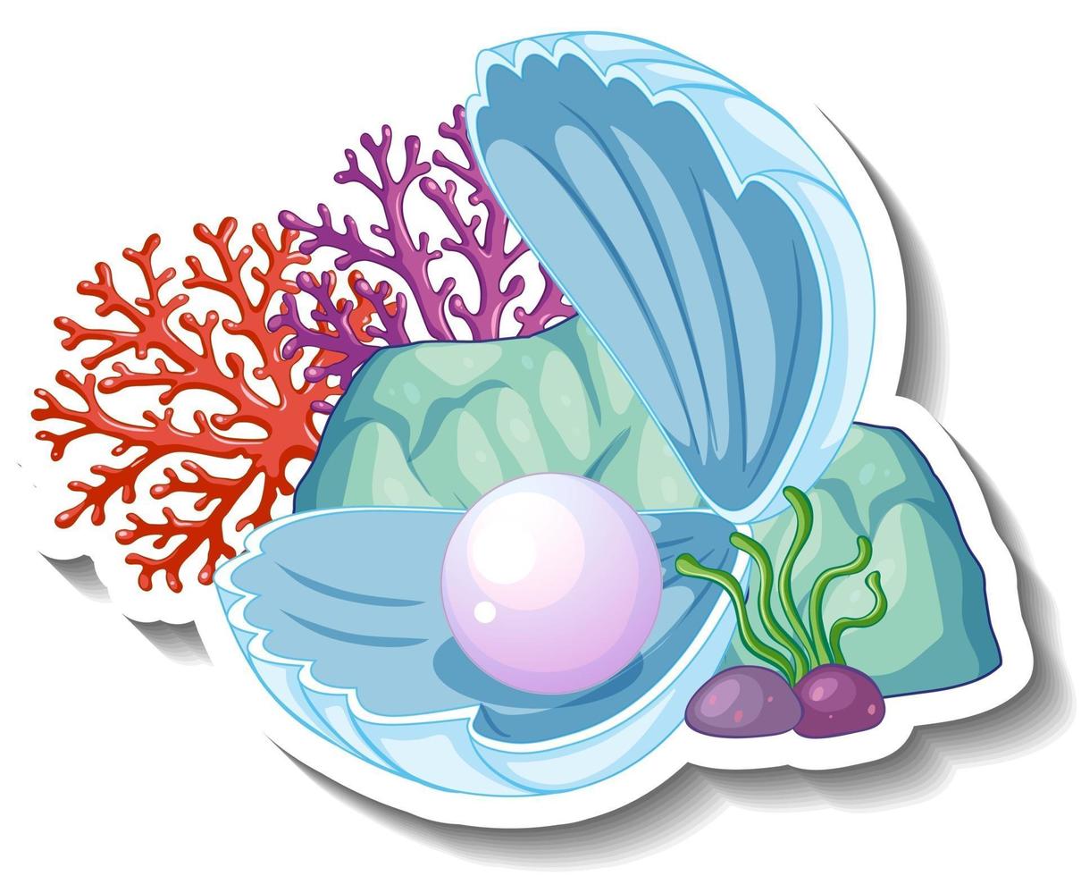 A sticker template with Pearl in shell isolated vector