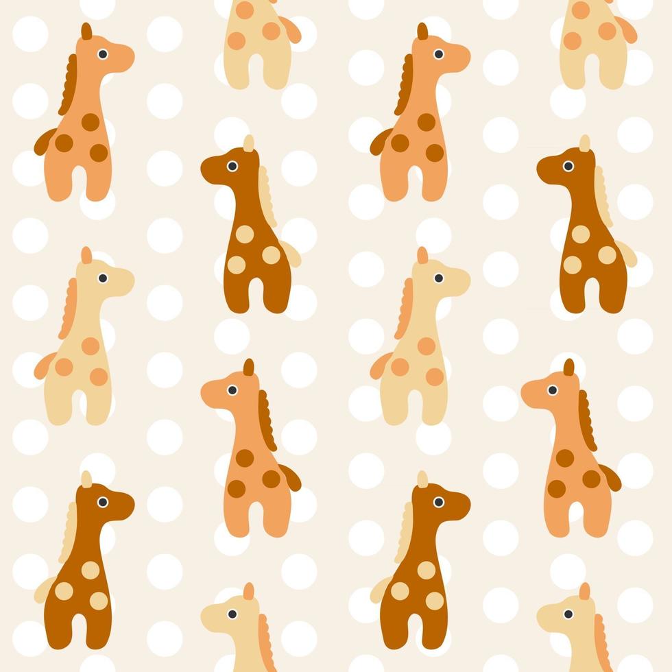 Seamless Pattern with Dots and Cartoon Giraffes vector