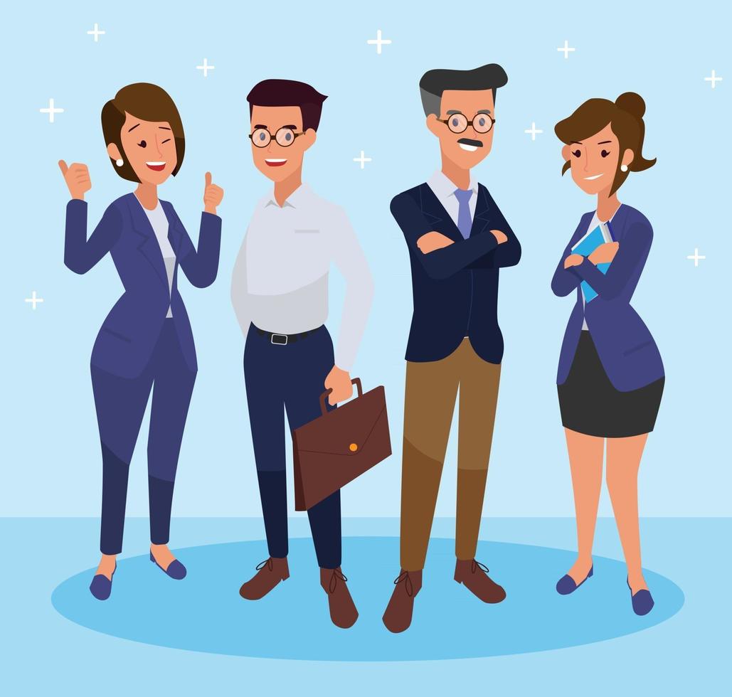 Group of business people isolated on transparent background. Different people with different styles. Simple flat cartoon style. vector
