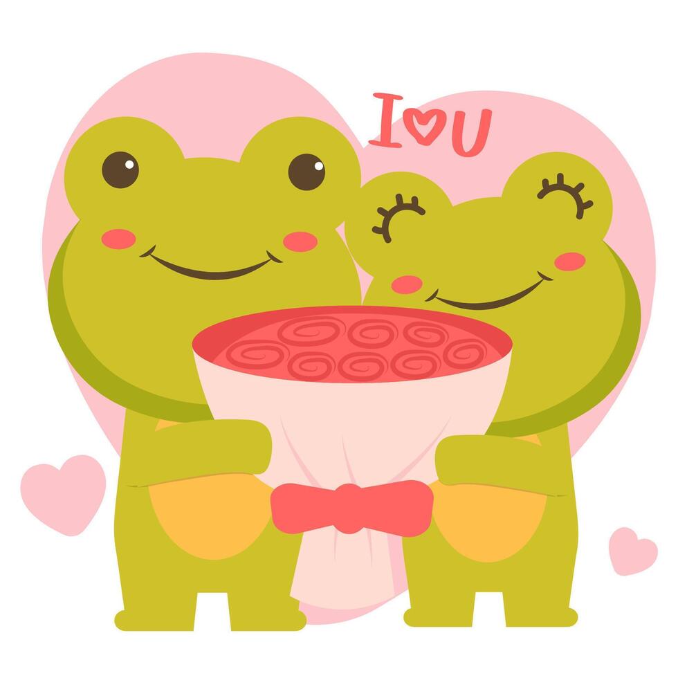 Cute animal in love, proposal in valentine love, I love you, transparent love and background. vector