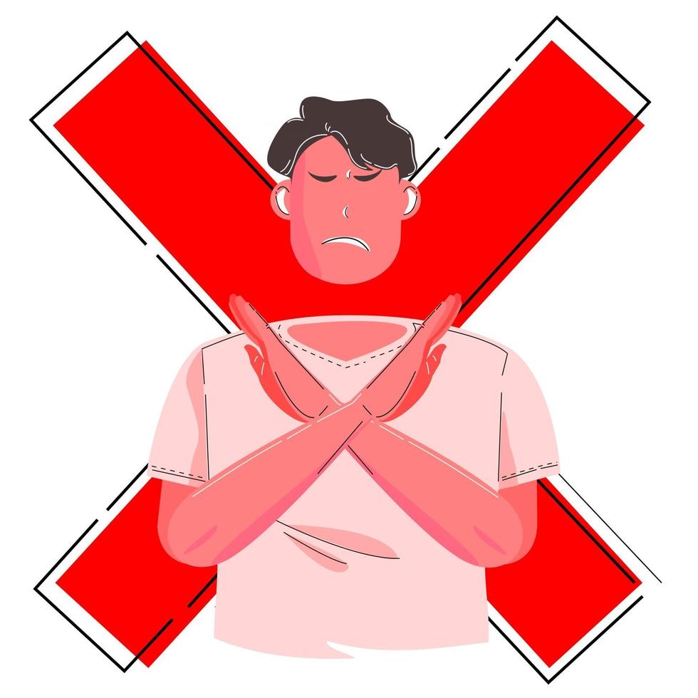 vector illustration people showing sign of rejection and stop