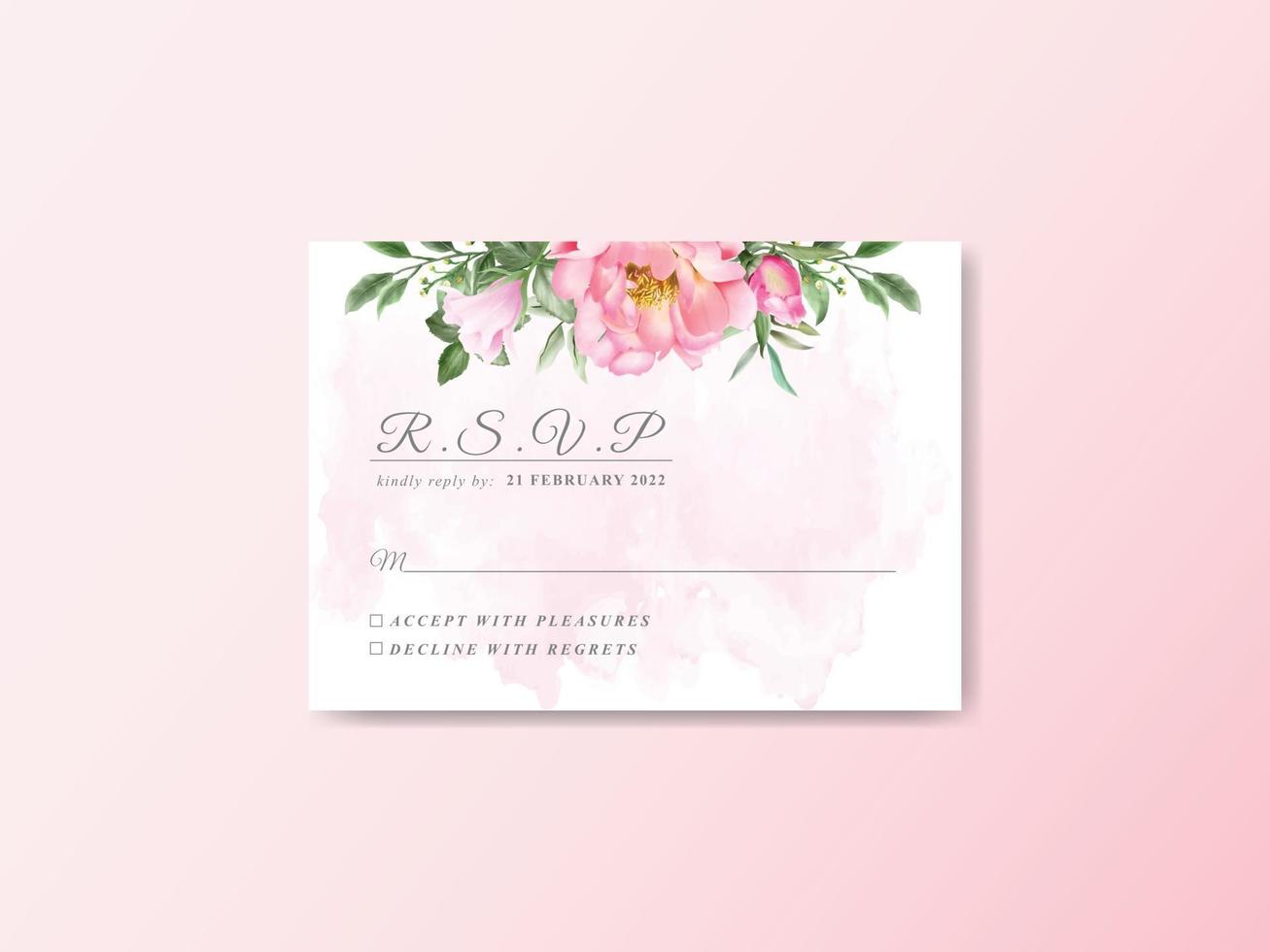 tarjetas de invitación de boda floral handrawn vector