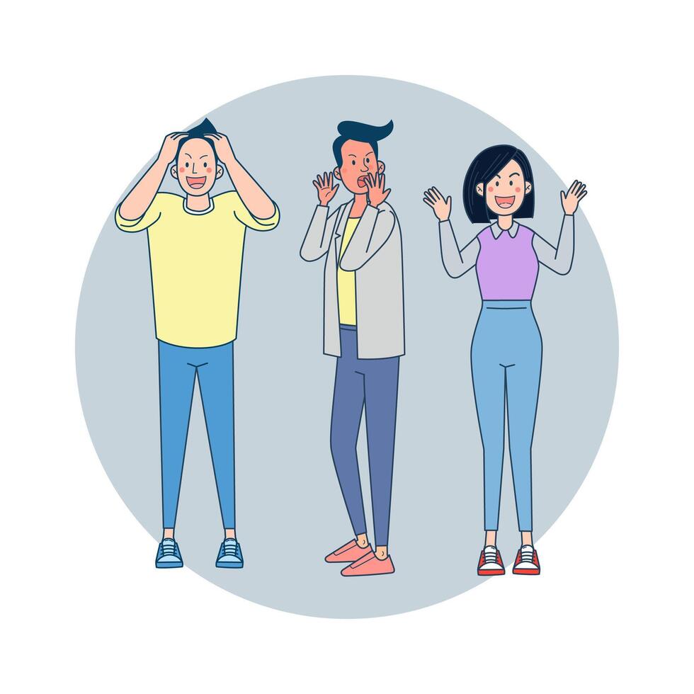 Group of people showing madness about something to figure out how it